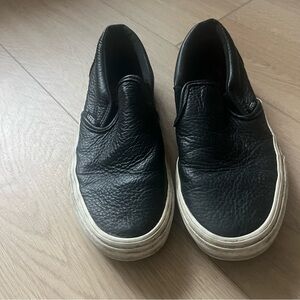 Black Leather Slip-On Women’s  Sneaker Shoes
